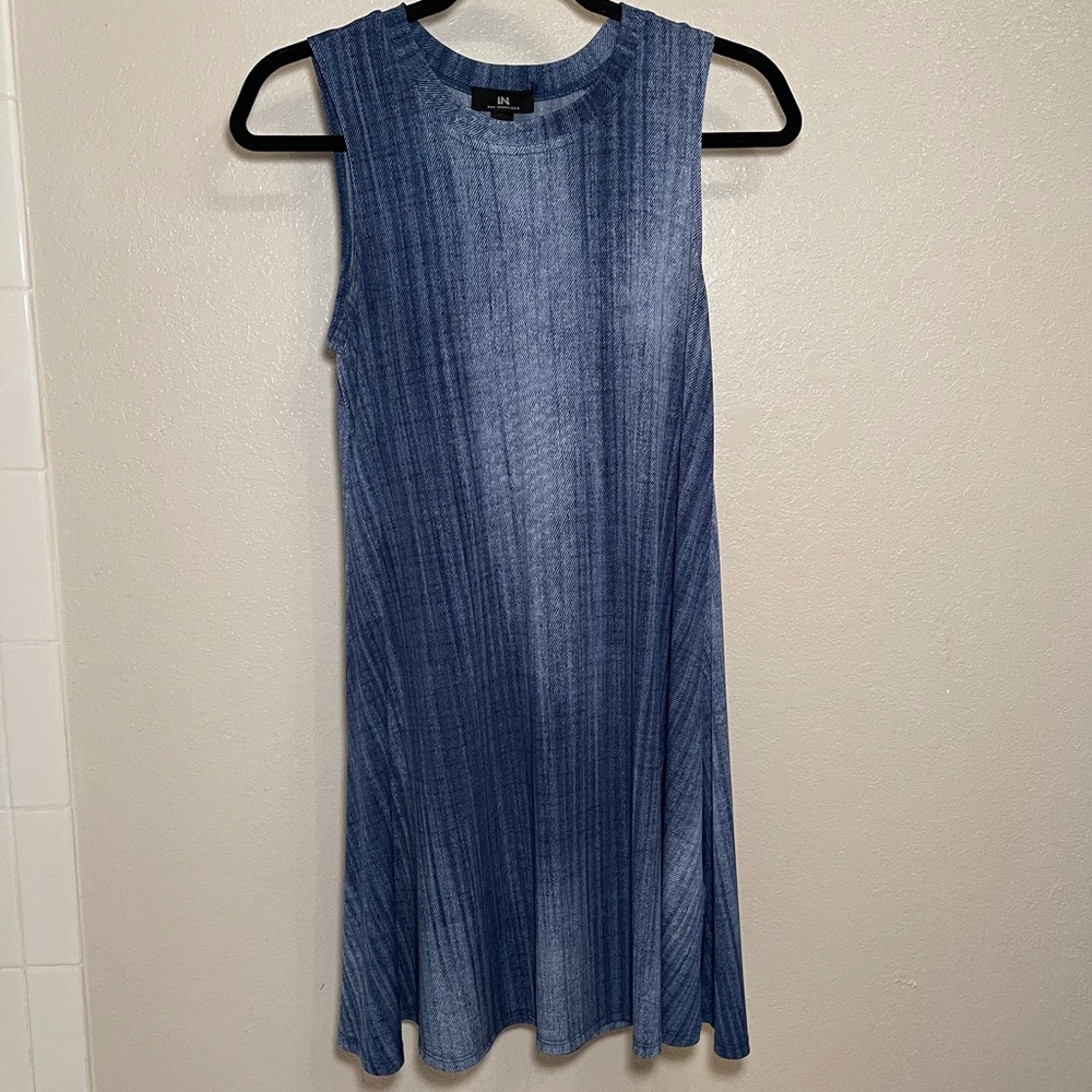 Blue high neck mini dress